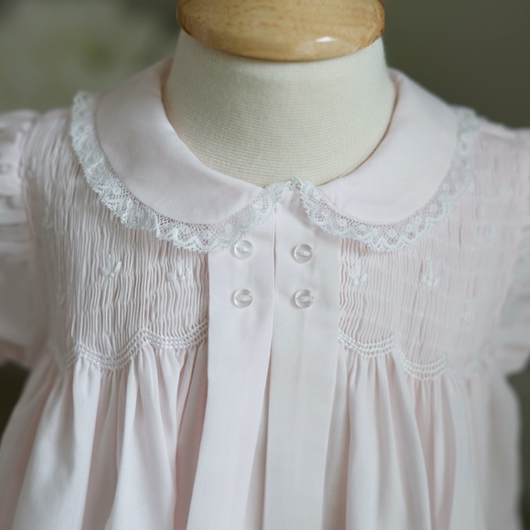 Pink Dress Smocked Heirloom Feltman Brothers Vintage Lace Collar 6 Months NWT - Picture 4 of 6